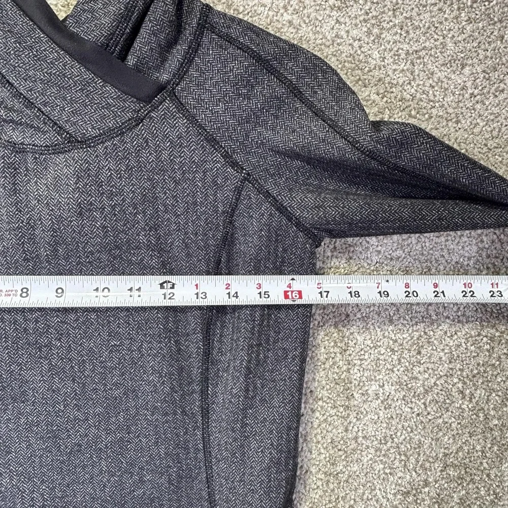 Lululemon Hoodie Womens 6 Gray Herringbone Pullover‎ Cowl Neck Pocket Athletic